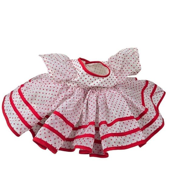 Vintage 50s 60s Shirley Temple Polka Dot Doll Dress Ruffled Layers - Picture 2 of 5